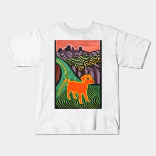 Riso-graphic Dog's Joyful Field Kids T-Shirt